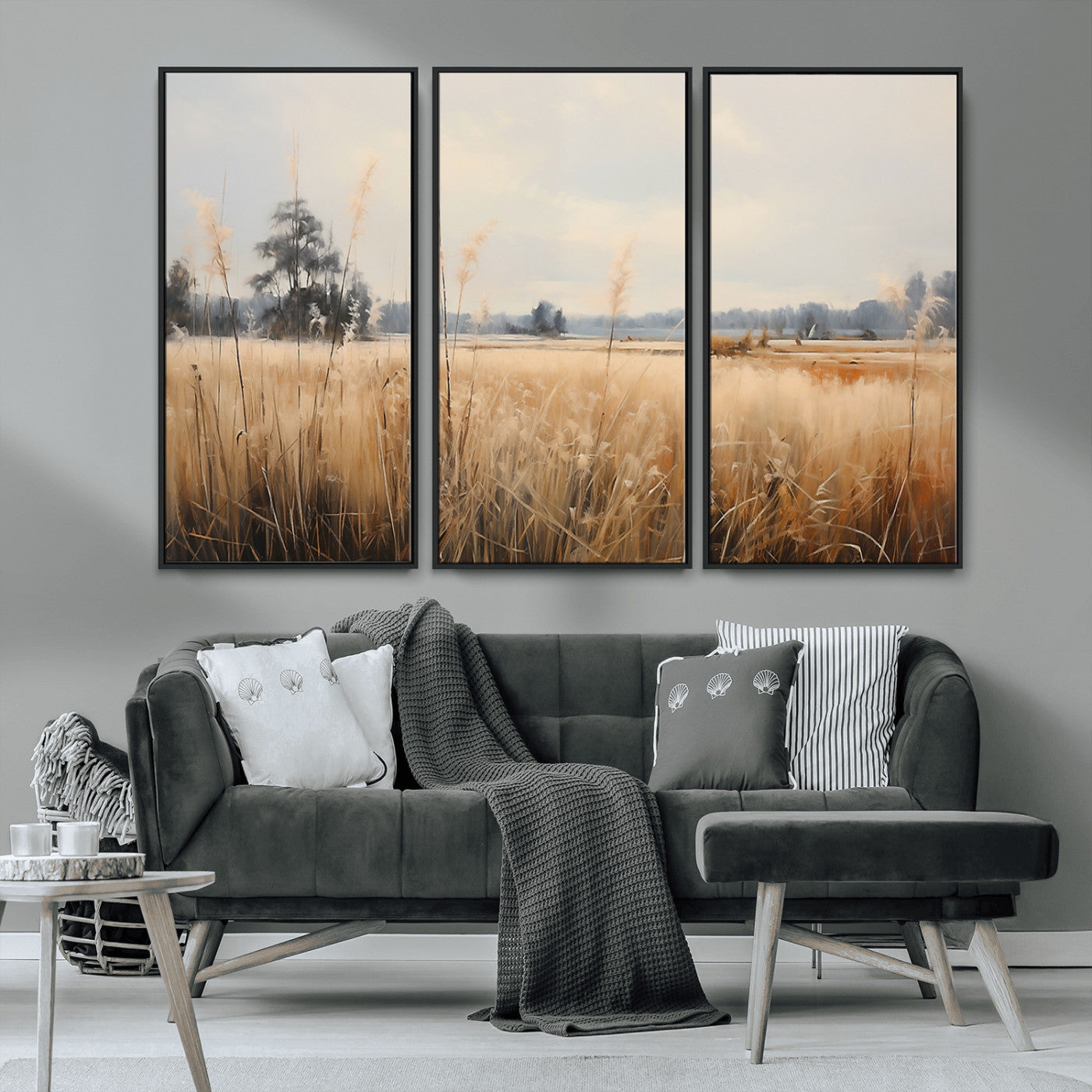 38193-MGV-CV-36X24-Golden Meadow Wall Art – Serene Grassland Landscape Canvas Print, Rustic Nature Decor for Bedroom, Living Room or Farmhouse