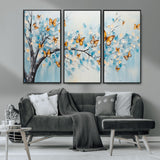 59455-MGV-CV-36X24-Butterfly Tree Branch Wall Art – Blue and Yellow Abstract Canvas Print, Modern Nature Artwork for Living Room, Bedroom or Office