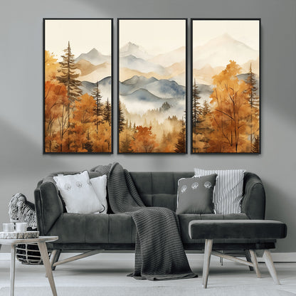 72950-MGV-CV-36X24-Autumn Mountain Forest Wall Art – Golden Fall Landscape Canvas Print, Nature-Inspired Home Decor for Living Room, Bedroom or