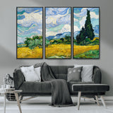 97252-MGV-CV-36X24-Wheat Field with Cypress – Van Gogh Wall Art, Impressionist Landscape Canvas Print, Rustic Home Decor for Living Room or Office