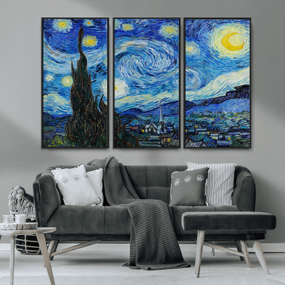 39177-MGV-CV-36X24-Starry Night Wall Art – Vincent van Gogh Famous Painting Canvas Print, Timeless Starry Sky Decor for Living Room, Bedroom or