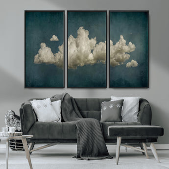 18162-MGV-FC-48X32-3P_Black-Ethereal Cloud Wall Art – Panoramic Sky Canvas Print, Dreamy Atmospheric Decor for Bedroom, Living Room or Office