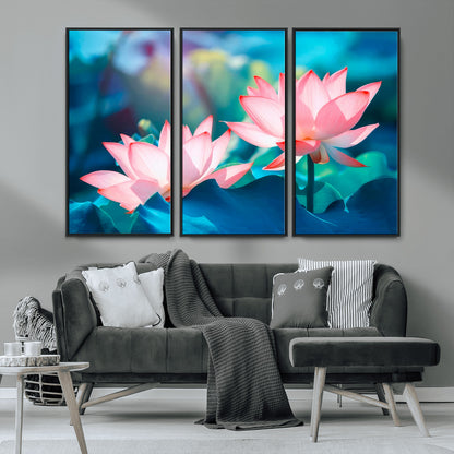 32559-MGV-CV-36X24-Lotus Flower Wall Art – Pink Water Lily Canvas Print, Tranquil Nature Decor for Living Room, Bedroom or Meditation Space