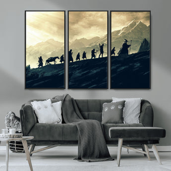 41574-MGV-CV-36X24-Fellowship Journey Wall Art – Epic Fantasy Adventure Canvas Print, Mountain Landscape Decor for Living Room, Office or Man Cave