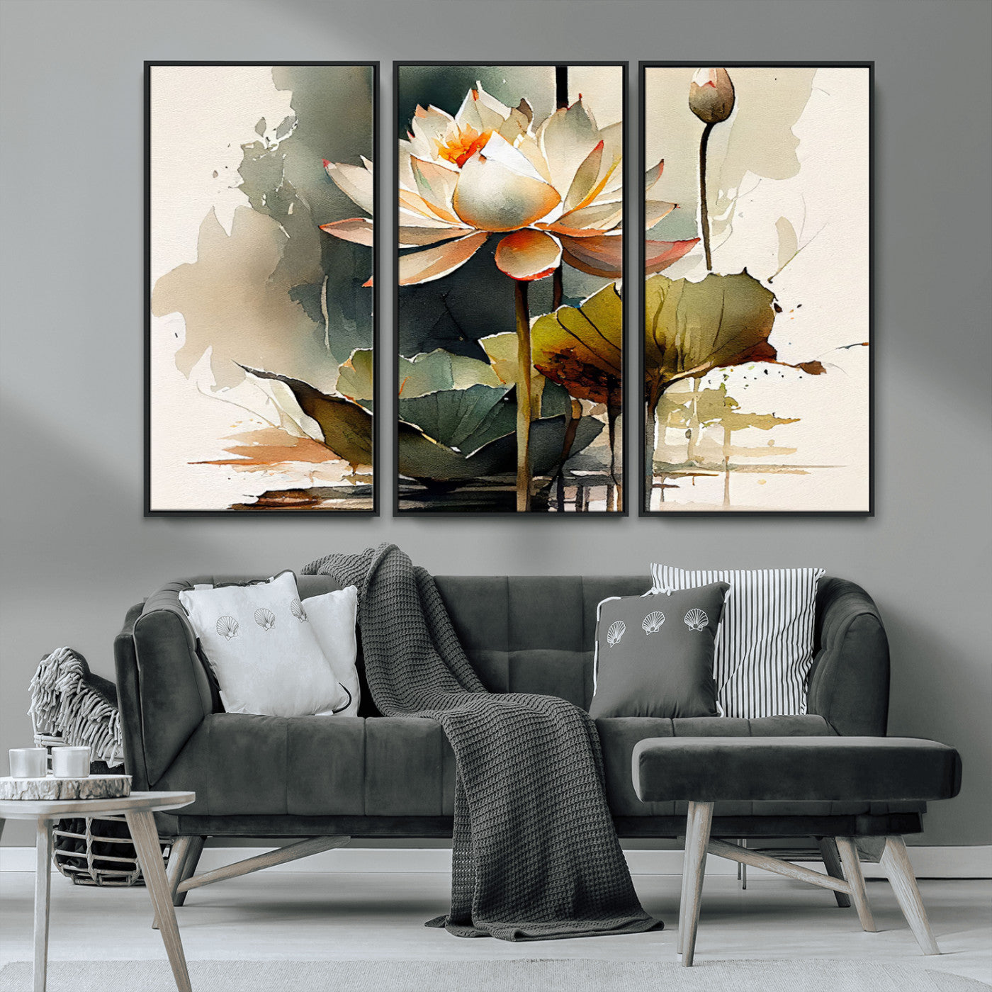 62531-MGV-CV-36X24-Lotus Flower Wall Art – Watercolor Botanical Canvas Print, Tranquil Nature Artwork for Living Room, Bedroom or Meditation Space