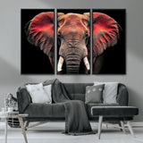 54719-MGV-FC-48X32-3P_Black-Elephant Wall Art – Majestic African Elephant Canvas Print, Wildlife Safari Animal Decor for Living Room, Bedroom, Office or Man