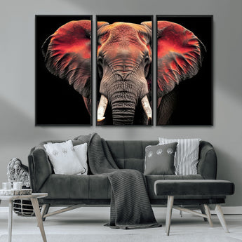 54719-MGV-FC-48X32-3P_Black-Elephant Wall Art – Majestic African Elephant Canvas Print, Wildlife Safari Animal Decor for Living Room, Bedroom, Office or Man