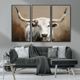 61423-MGV-CV-36X24-Longhorn Bull Wall Art – Rustic Western Texas Steer Canvas Print, Cowboy Farmhouse Decor for Living Room, Bedroom, Office or Ranch