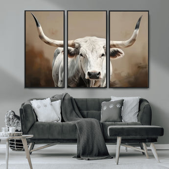 61423-MGV-CV-36X24-Longhorn Bull Wall Art – Rustic Western Texas Steer Canvas Print, Cowboy Farmhouse Decor for Living Room, Bedroom, Office or Ranch