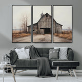 11602-MGV-FC-48X32-3P_Black-Old Barn Wall Art Canvas Print, Framed Rustic Barn Art Picture Print, Old Farmhouse Perfect Rustic Farmhouse Decor Artwork