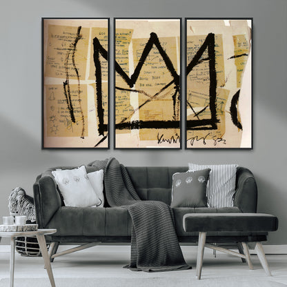 37215-MGV-CV-36X24-Abstract Crown Wall Art – Urban Graffiti Style Canvas Print Modern Street Art Design, Bold Contemporary Decor for Living Room,