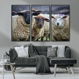 18418-MGV-CV-36X24-Sheep Wall Art Canvas Print, Framed Farmhouse Sheep Art Picture Print, Sheep Herd Perfect Rustic Farmhouse Decor Artwork