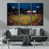 38612-MGV-CV-36X24-Busch Stadium Wall Art Canvas Print, Framed Missouri Stadium Art Picture Print, Busch Stadium Field Perfect Sports Room Decor