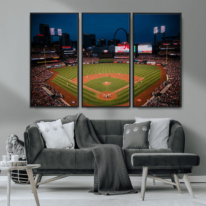 38612-MGV-CV-36X24-Busch Stadium Wall Art Canvas Print, Framed Missouri Stadium Art Picture Print, Busch Stadium Field Perfect Sports Room Decor