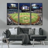 87666-MGV-CV-36X24-City Field Stadium Wall Art Canvas Print, Framed New York Stadium Art Picture Print, Citi Field Stadium Perfect Sport Room Decor