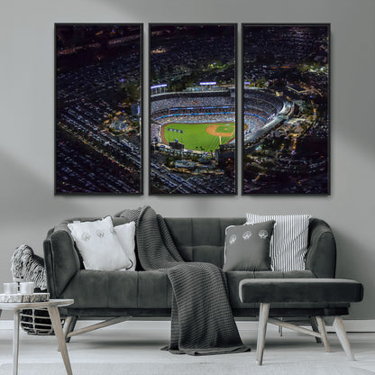 16515-MGV-CV-36X24-Dodgers Stadium Wall Art Canvas Print, Framed Baseball Stadium Art Picture Print, Dodgers Field Perfect Sport Room Decor Artwork