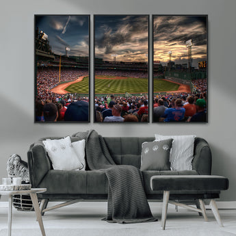 53432-MGV-CV-36X24-Fenway Park Stadium Wall Art Canvas Print, Framed Boston Baseball Stadium Art Picture Print, Massachusetts Fenway Park Perfect