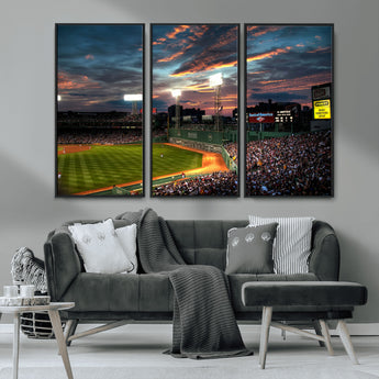 66781-MGV-CV-36X24-Baseball Stadium Wall Art – Canvas Print Evening Game Field Packed Crowd Sunset Sky Sports Photography, Dynamic Decor for Game