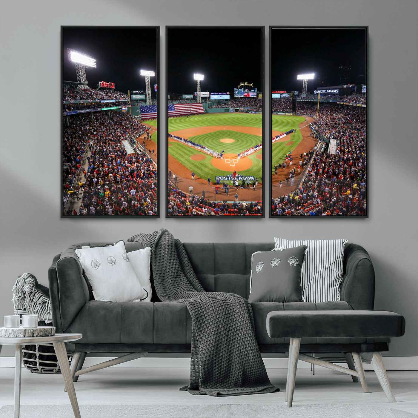 47365-MGV-CV-36X24-Fenway Park Stadium Wall Art Canvas Print, Framed Boston Baseball Stadium Art Picture Print, MLB Stadium Field Perfect Sport Room