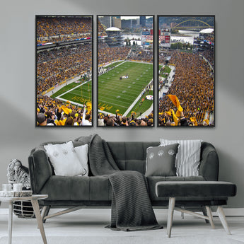 51419-MGV-FC-48X32-3P_Black-Heinz Field Wall Art Canvas Print, Framed Pittsburgh Stadium Field Art Picture Print, Heinz Stadium Field Perfect Sports Room