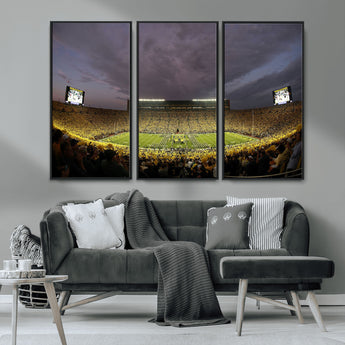 72404-MGV-CV-36X24-Michigan Wolverine Stadium Wall Art Canvas Print, Framed Michigan Stadium Art Picture Print, Football Stadium Perfect Sport Room