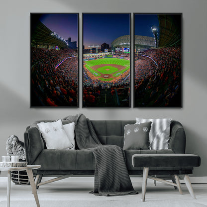 44322-MGV-CV-36X24-Minute Maid Park Wall Art Canvas Print, Framed Houston Astros Stadium Art Picture Print, Houston Astros Field Perfect Sports Room