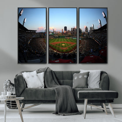 67670-MGV-CV-36X24-PNC Park Stadium Wall Art Canvas Print, Framed Pittsburgh Pirates Stadium Art Picture Print, PNC Park Field Perfect Sport Room