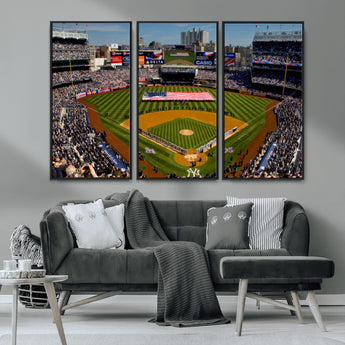 20879-MGV-CV-36X24-Yankee Stadium Wall Art Canvas Print, Framed New York Stadium Art Picture Print, Yankee Field Perfect Sport Room Decor Artwork