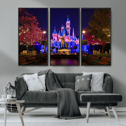 79435-MGV-CV-36X24-Disney Castle Wall Art Canvas Print, Framed Magic Kingdom Art Picture Print, Disney World Perfect Child Room Decor Artwork