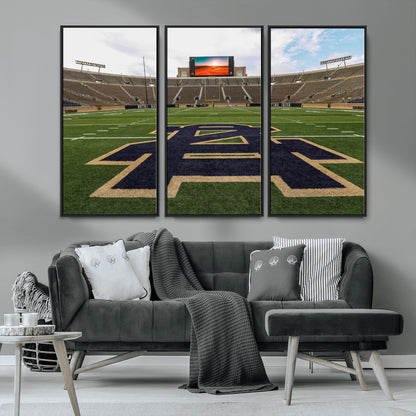 52835-MGV-CV-36X24-Notre Dame Stadium Wall Art Canvas Print, Framed Indiana Stadium Art Picture Print, Notre Dame Field Perfect Sport Room Decor