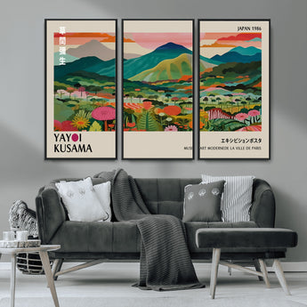 54215-MGV-CV-36X24-Yayoi Kusama Wall Art – Panoramic Japanese Landscape Canvas Print, Modern Abstract Nature Decor for Office, Bedroom or Living Room