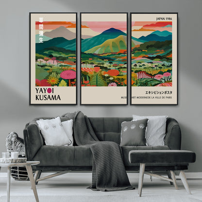 54215-MGV-CV-36X24-Yayoi Kusama Wall Art – Panoramic Japanese Landscape Canvas Print, Modern Abstract Nature Decor for Office, Bedroom or Living Room