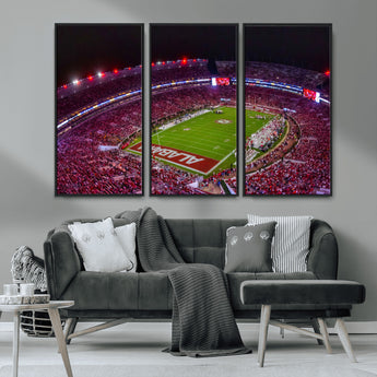11343-MGV-CV-36X24-Bryant-Denny Stadium Wall Art – Panoramic Alabama Crimson Tide Football Field Canvas Print, Game Day Decor for Office, Man Cave or