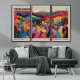 70959-MGV-CV-36X24-Yayoi Kusama Inspired Wall Art – Bold Floral Landscape Canvas Print, Vibrant Modern Abstract Poster for Living Room, Bedroom, or