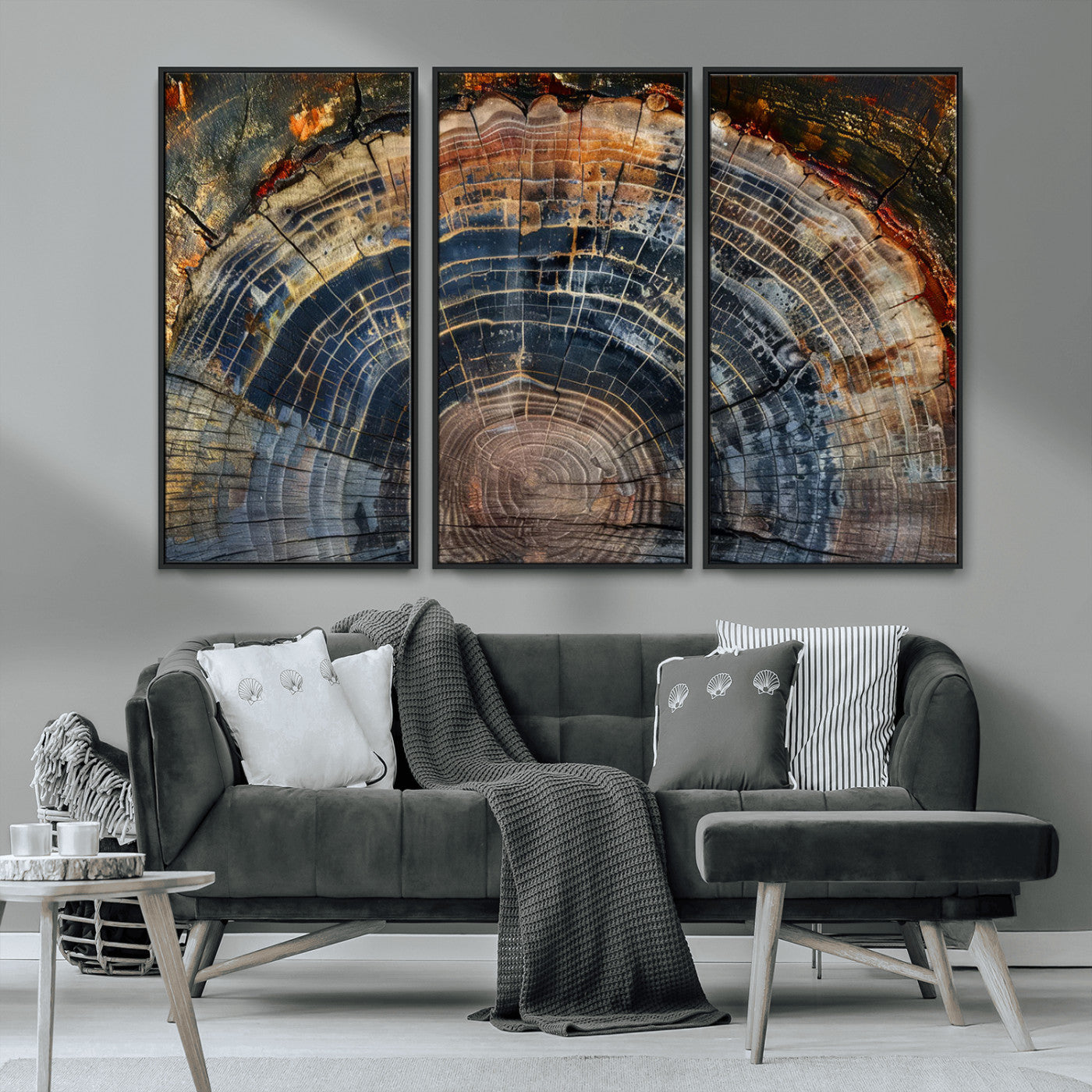 16193-MGV-CV-36X24-Tree Ring Wall Art – Abstract Wood Grain Canvas Print, Rustic Nature Texture Artwork Poster for Living Room, Bedroom, Office,