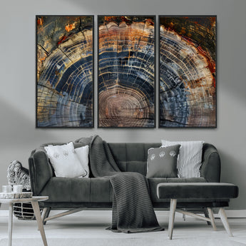 16193-MGV-CV-36X24-Tree Ring Wall Art – Abstract Wood Grain Canvas Print, Rustic Nature Texture Artwork Poster for Living Room, Bedroom, Office,