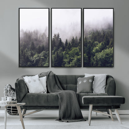 42578900-MGV-CV-36X24-Misty Forest Wall Art – Serene Mountain Pine Tree Canvas Print, Nature Landscape Decor for Bedroom, Living Room, Office or Rustic