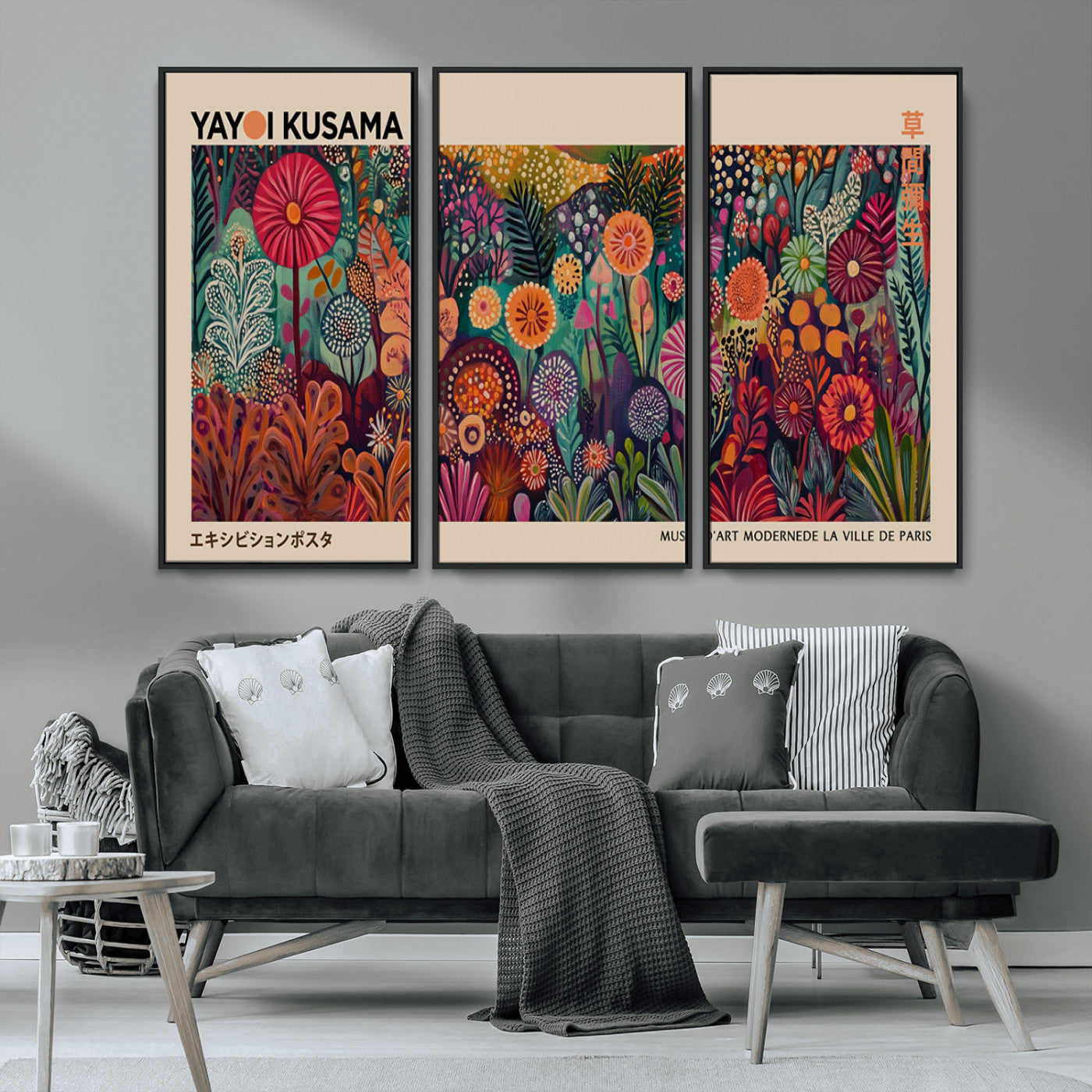 51280-MGV-CV-36X24-Abstract Yayoi Kusama Wall Art Canvas Print, Framed Japanese Wabi Sabi Art Picture Print, Yayoi Kusama Perfect Abstract Modern