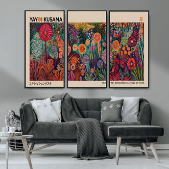 51280-MGV-CV-36X24-Abstract Yayoi Kusama Wall Art Canvas Print, Framed Japanese Wabi Sabi Art Picture Print, Yayoi Kusama Perfect Abstract Modern
