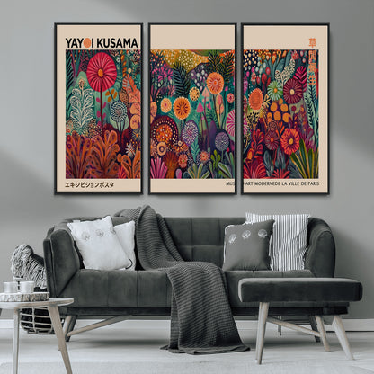 51280-MGV-CV-36X24-Abstract Yayoi Kusama Wall Art Canvas Print, Framed Japanese Wabi Sabi Art Picture Print, Yayoi Kusama Perfect Abstract Modern