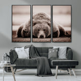 20611-MGV-CV-36X24-Grizzly Bear Wall Art – Majestic Wildlife Sepia Canvas Print, Rustic Nature Animal Artwork for Cabin, Lodge, Living Room, Bedroom,