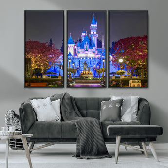 66710-MGV-CV-36X24-Enchanted Castle Wall Art – Magical Night Scene Canvas Print with Glowing Lights, Fantasy Architecture Artwork for Living Room,