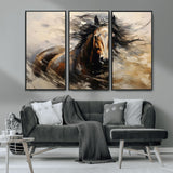 53001-MGV-CV-36X24-Wild Horse Wall Art – Majestic Stallion Canvas Print with Flowing Mane, Rustic Western Style Painting for Living Room, Office or
