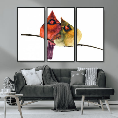67752-MGV-CV-36X24-Cardinal Couple Wall Art – Male and Female Cardinal Canvas Print, Romantic Bird Artwork for Nature Lovers, Living Room, Bedroom,