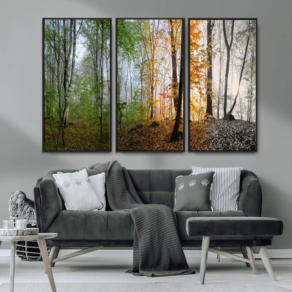 95317-MGV-CV-36X24-Four Seasons Forest Wall Art – Panoramic Nature Canvas Print Showing Spring, Summer, Autumn and Winter Landscape for Living Room,