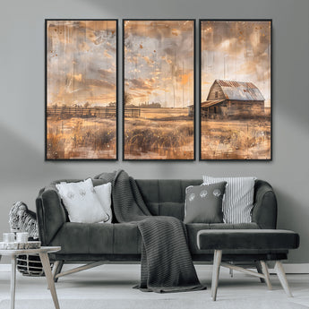 FARM2-MGV-CV-36X24-Rustic Farmhouse Wall Art Canvas Print, Framed Old Barn Art Picture Print, Southwestern Farmhouse Perfect Rustic Decor Artwork