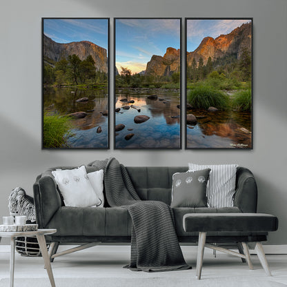55893831-MGV-FC-48X32-3P_Black-Yosemite Valley Wall Art Canvas Print, Framed El Capitan Art Picture Print, Sierra Landspace Perfect Rustic Nature Decor Artwork