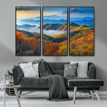 86772247-MGV-CV-36X24-Autumn Mountains Wall Art Canvas Print, Framed Fall Foliage Art Picture Print, Vibrant Hills Perfect Vibrant Nature Decor Artwork