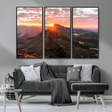 50957419-MGV-CV-36X24-Mountain Sunrise Wall Art Canvas Print, Framed Alpine Ridge Art Picture Print, Mountain Range Perfect Vibrant Rustic Decor Artwork