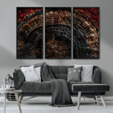 43686762-MGV-CV-36X24-Dark Wood Ring Wall Art Canvas Print, Framed Abstract Wood Tree Art Picture Print, Rustic Tree Slice Perfect Rustic Decor Artwork